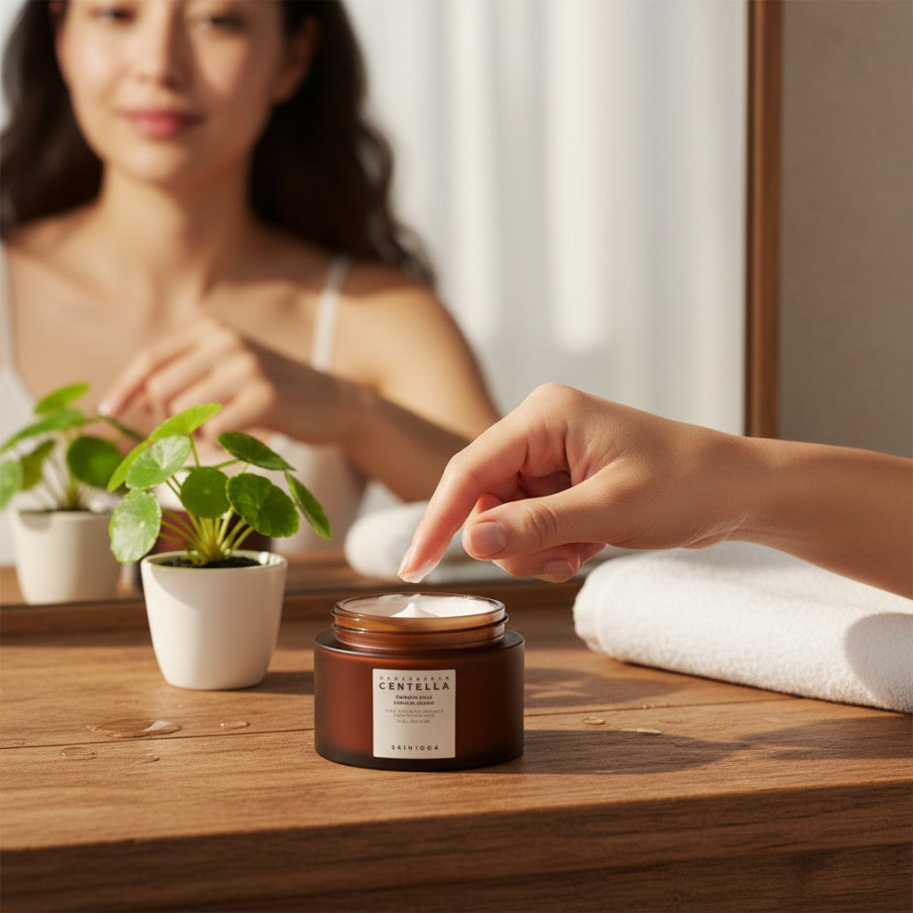 KSTANDARBEAUTY Crema Madagascar Centella Probio-Cica Enrich, tarro marrón con tapa crema, para piel seca.