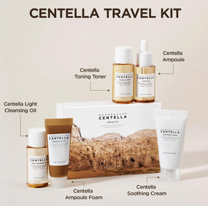 KSTANDARBEAUTY Madagascar Centella Travel Kit con limpiador, tónico, ampolla, espuma y crema para todo tipo de piel.