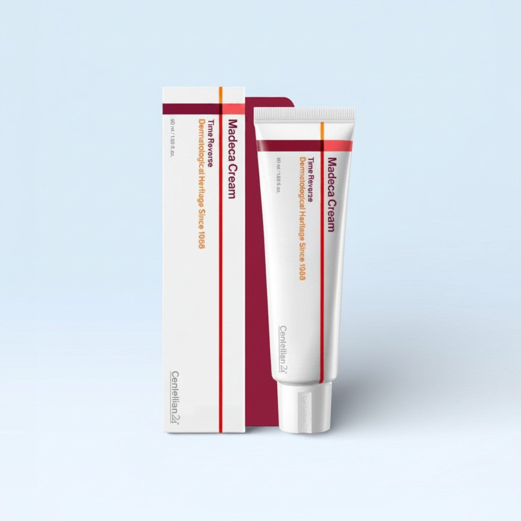 KSTANDARBEAUTY Madeca Cream Time Reverse, crema facial nutritiva con Centella asiática para hidratación y confort. Tubo de 50 ml.