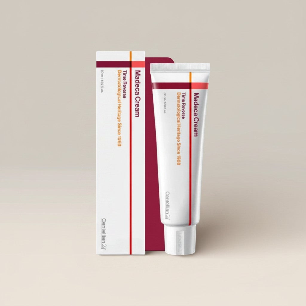 KSTANDARBEAUTY Madeca Cream Time Reverse, crema facial nutritiva con Centella asiática para hidratación y confort. Tubo de 50 ml.